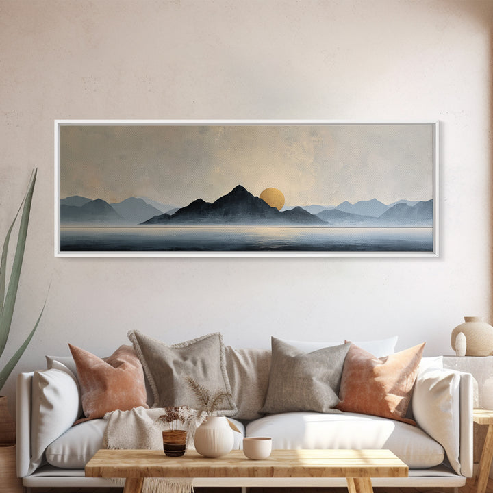 Minimal Mountain Sunrise for Focus Canvas Print, Office Art, Canvas Wall Art, Office Decor, Fine Art, Focus, Bedroom Wall Art, OFF-3x1-66