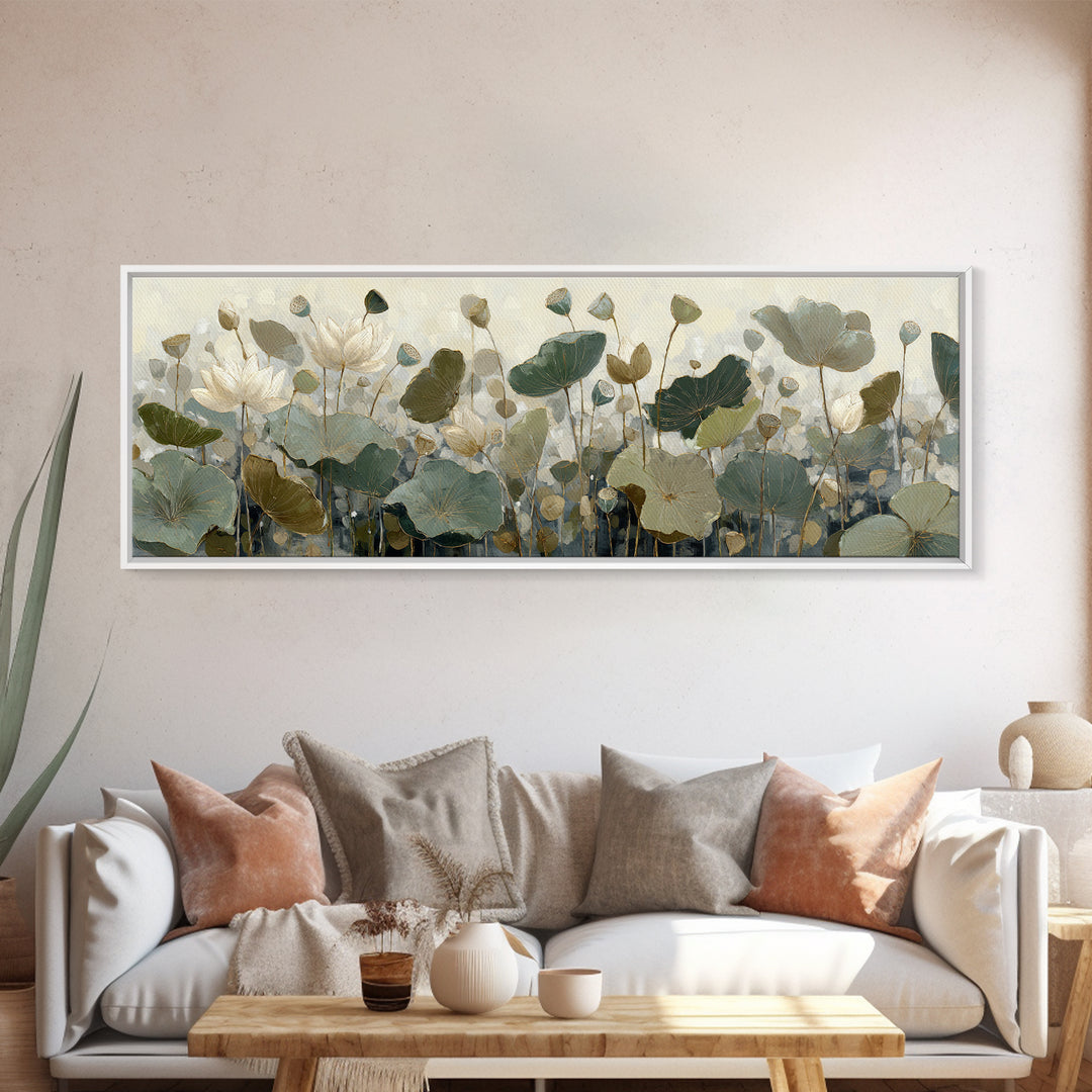 Modern Botanical Print Framed Canvas Print, Office Art, Contemporary Art, Office Decor, Fine Art, Focus, Large Wall Art, OFF-3x1-68