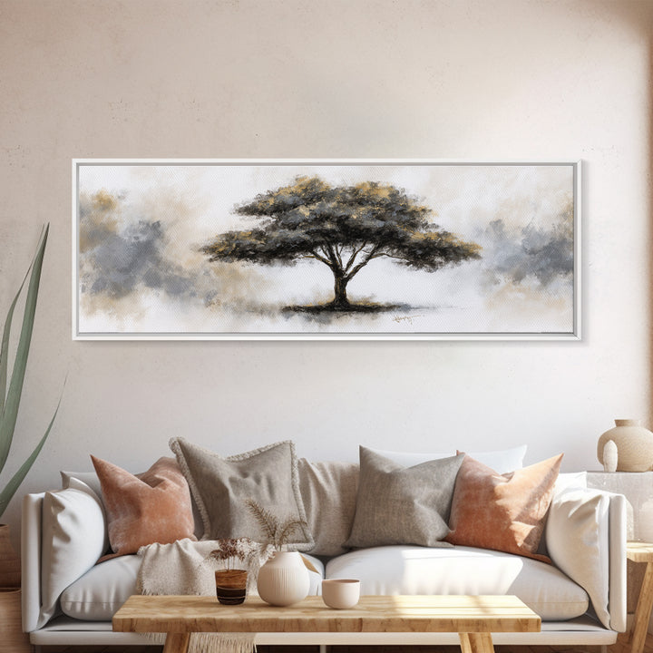 Ink Wash Tree Symbolizing Stability Canvas Print, Office Art, Poster, Office Decor, Fine Art, Focus, Canvas Wall Art, OFF-3x1-78