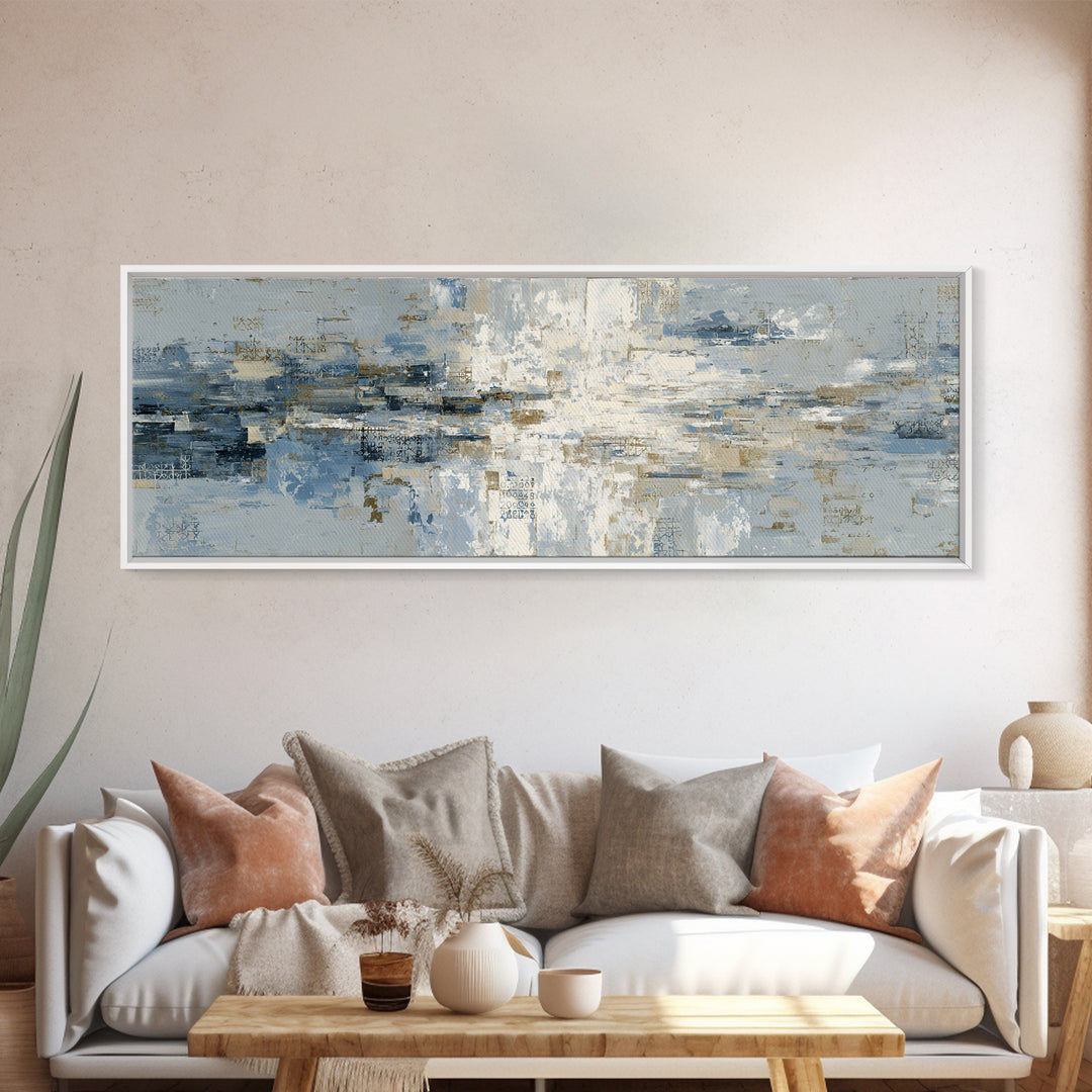 Blue Abstract Wave Pattern for Focus Framed Canvas Print, Office Art, Office Decor, Fine Art, Focus, Abstract Wall Art, OFF-3x1-9