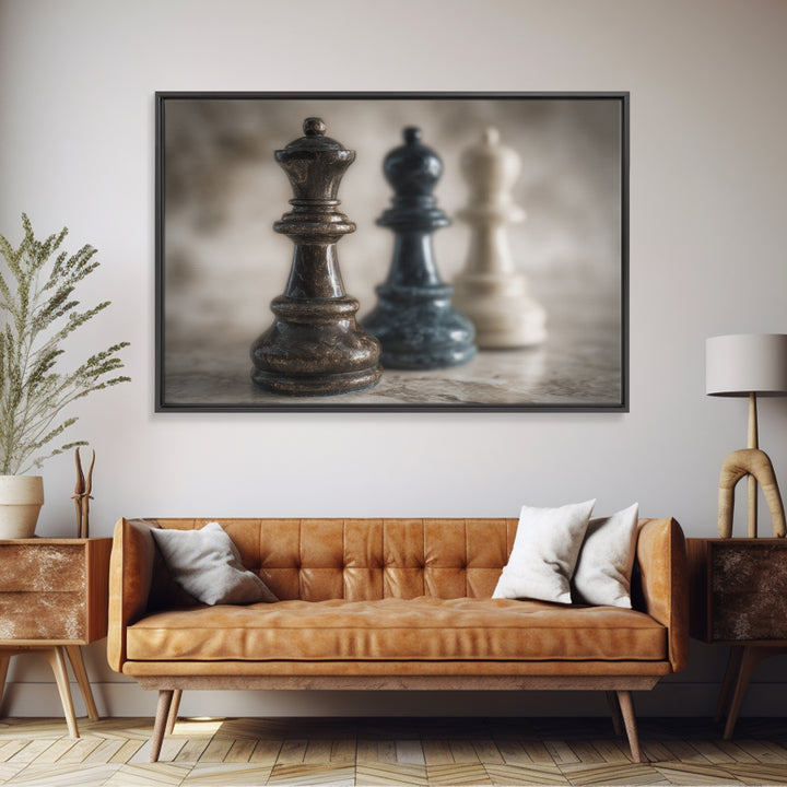 Minimal Chess Piece Still Life Canvas Print, Office Art, Wall Prints, Office Decor, Focus, Cubicle Decor, Trendy Wall Art, OFF-3x2-17