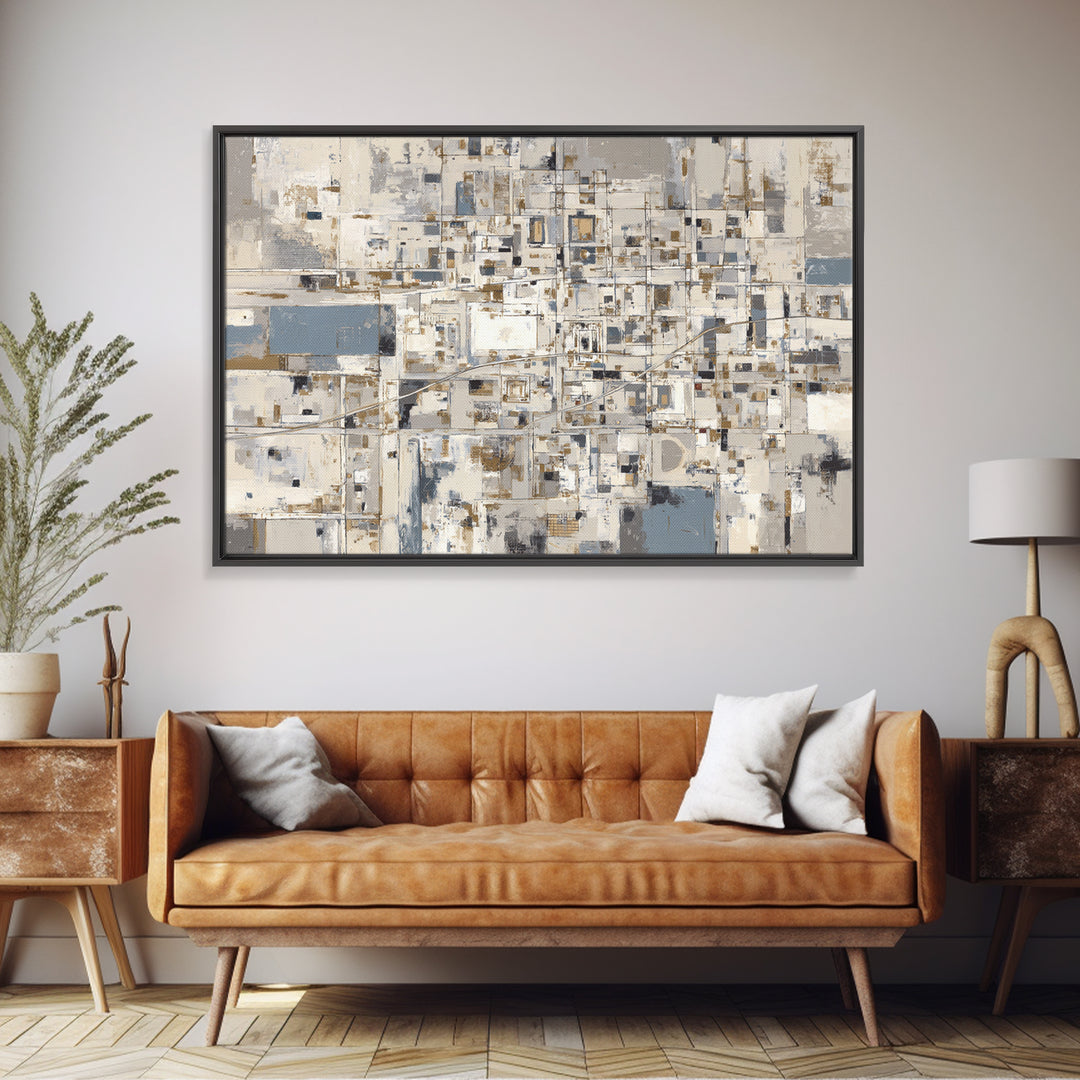 City Map Abstract Framed Canvas Print, Office Art, Abstract Art, Office Decor, Focus, Downloadable Prints, Cubicle Decor, OFF-3x2-24