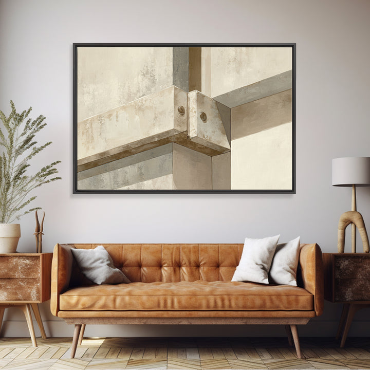 Architectural Line Drawing Framed Canvas Print, Office Art, Office Wall Art, Office Decor, Abstract Art, Focus, OFF-3x2-31