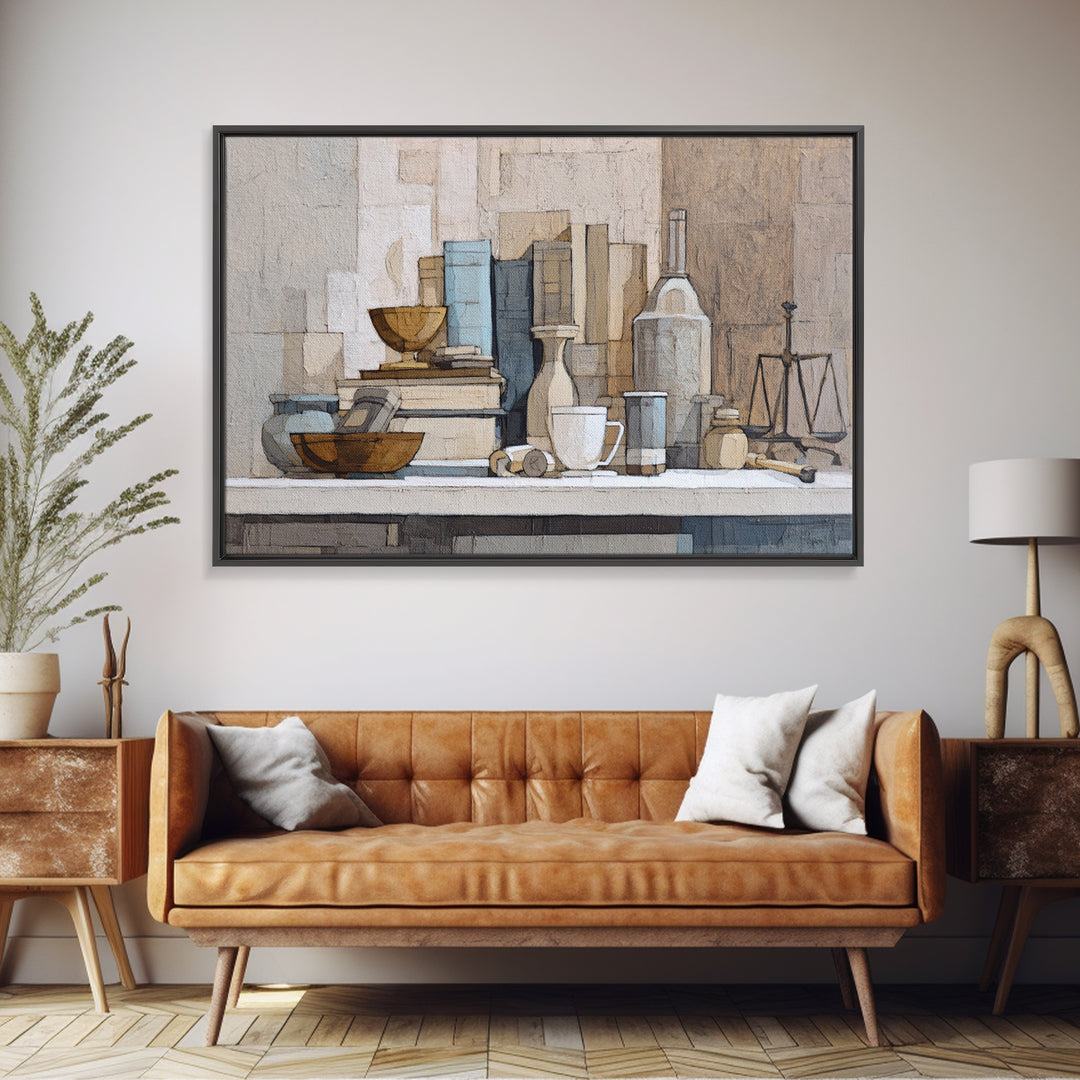 Books and Coffee Still Life Canvas Print, Office Art, Living Room Decor, Office Decor, Oil Painting, Focus, Fine Art Print, OFF-3x2-37