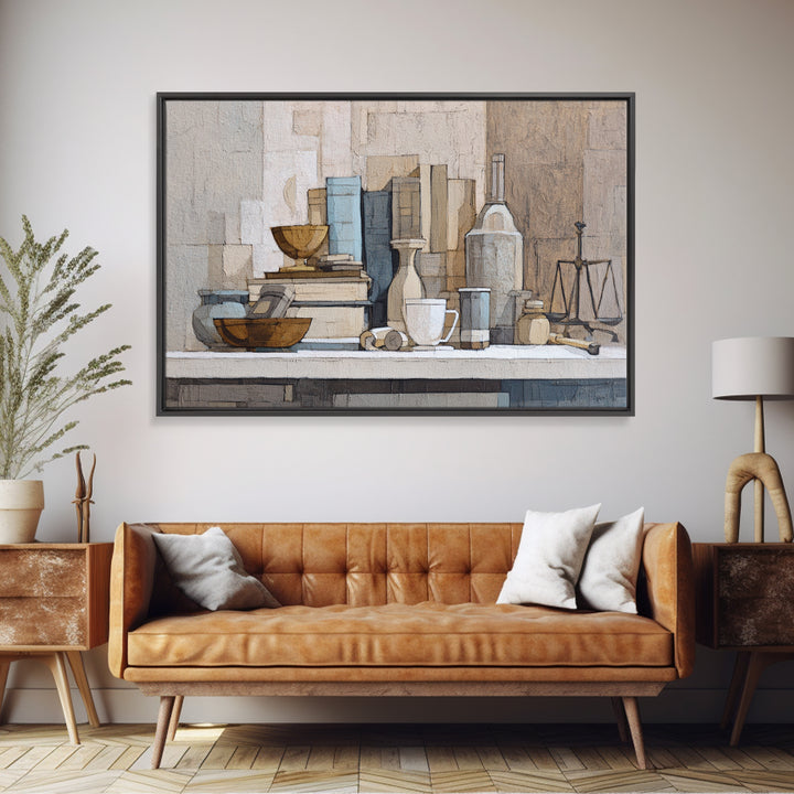 Books and Coffee Still Life Canvas Print, Office Art, Living Room Decor, Office Decor, Oil Painting, Focus, Fine Art Print, OFF-3x2-37