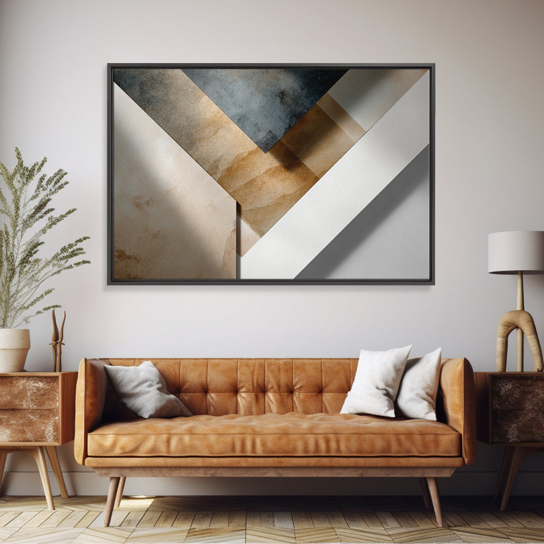 Clean Abstract Geometry Framed Canvas Print, Office Art, Printable Art, Office Decor, Fine Art, Focus, Neutral Decor, OFF-3x2-5
