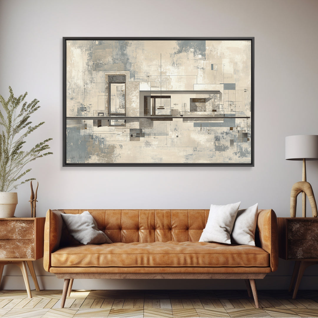 Architectural Line Drawing Framed Canvas Print, Office Art, Wall Decor, Office Decor, Abstract Art, Focus, Wall Prints, OFF-3x2-55