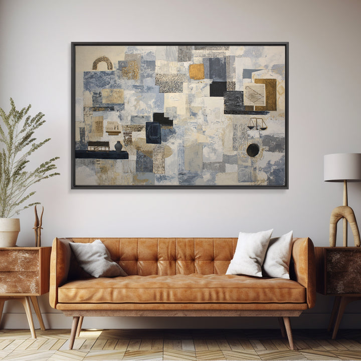 Clean Abstract Geometry Framed Canvas Print, Office Art, Gallery Decor, Office Decor, Abstract Art, Focus, Contemporary Art, OFF-3x2-77