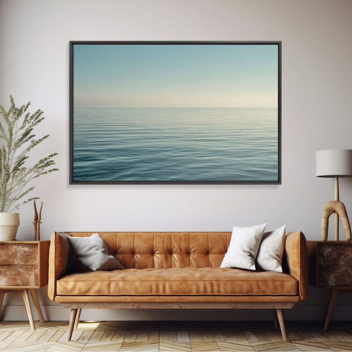 Calm Ocean Horizon for Stress Relief Framed Canvas Print, Office Art, Fine Art Print, Office Decor, Fine Art, Focus, Poster, OFF-3x2-87