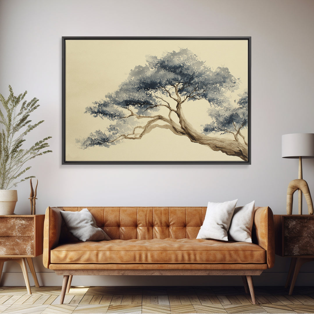 Ink Wash Tree Symbolizing Stability Framed Canvas Print, Office Art, Printable Art, Office Decor, Focus, Neutral Decor, OFF-3x2-90