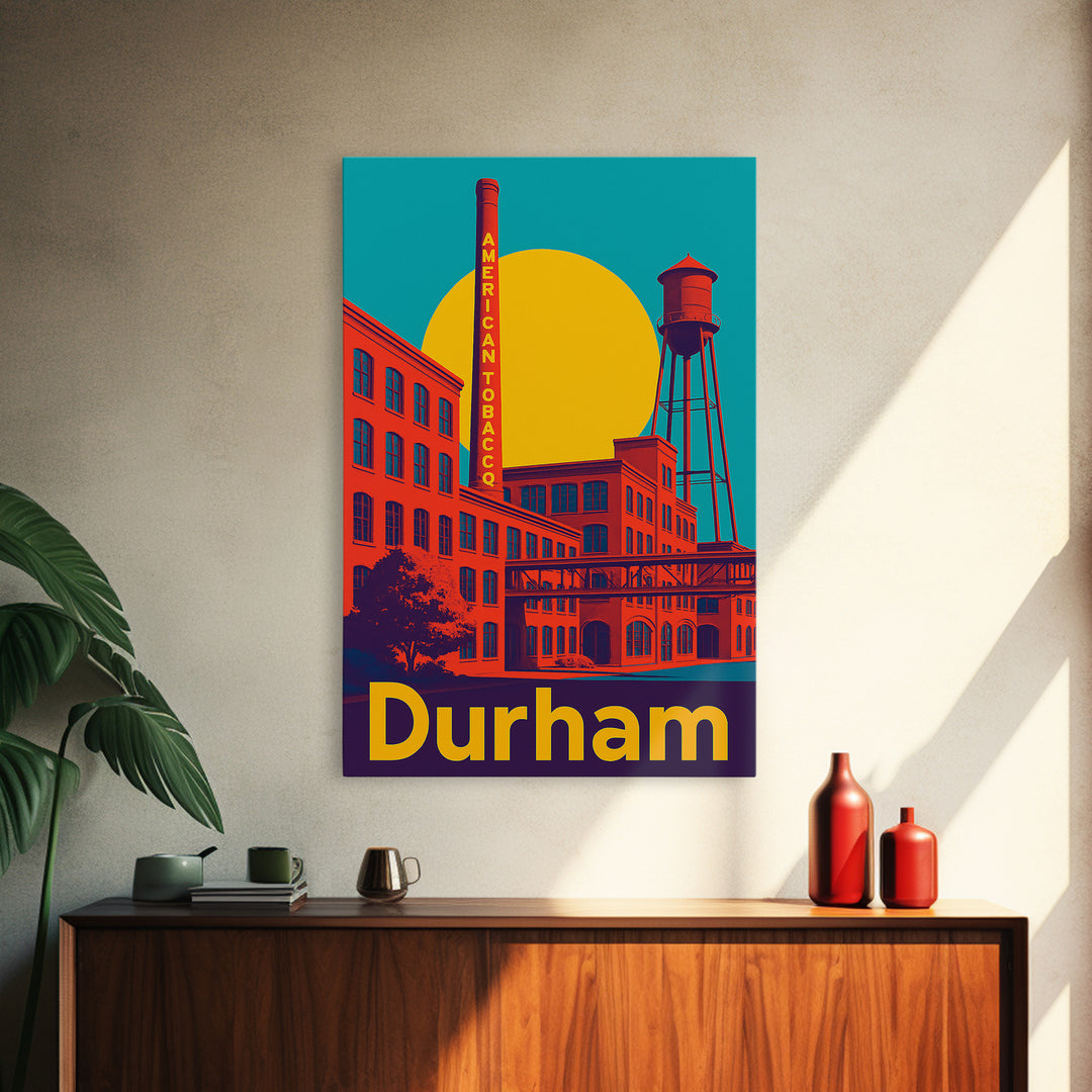 Durham Travel Poster, Canvas Print, Bold Pop Art Poster, Durham Wall Art, Vintage Travel Art, Wanderlust Decor, Home Office Decor