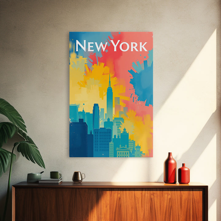 New York Travel Poster, Framed Canvas Print, High Contrast City Poster, New York Art Print, Fine Art Print, Living Room Wall Art