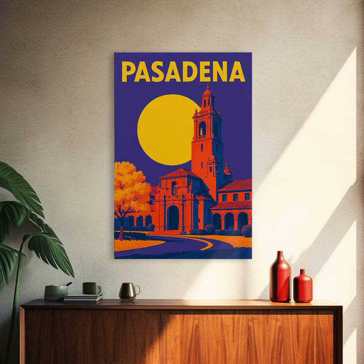 Pasadena Travel Poster, Framed Canvas Print, Vibrant Retro Travel Art, Pasadena Poster Print, Vintage City Art, Vintage Travel Art