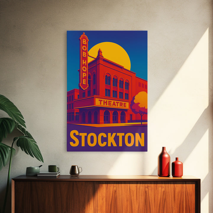 Stockton California Travel Poster, Canvas Print, Colorful Graphic Wall Art, Stockton Poster Print, City Art Print, Living Room Wall Art