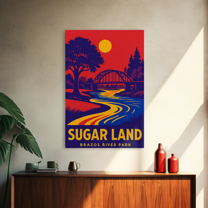 Sugar Land Travel Poster, Canvas Print, Vibrant Retro Travel Art, Sugar Land City Art, Travel Poster Set, Vintage City Poster, Design 2
