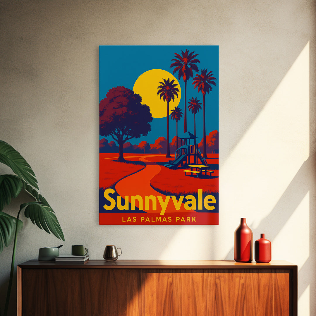 Sunnyvale California Travel Poster, Framed Canvas Print, Bold Pop Art Poster, Sunnyvale Travel Art, Vintage City Poster, Travel Poster Art