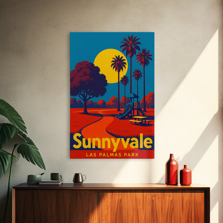 Sunnyvale California Travel Poster, Framed Canvas Print, Bold Pop Art Poster, Sunnyvale Travel Art, Vintage City Poster, Travel Poster Art