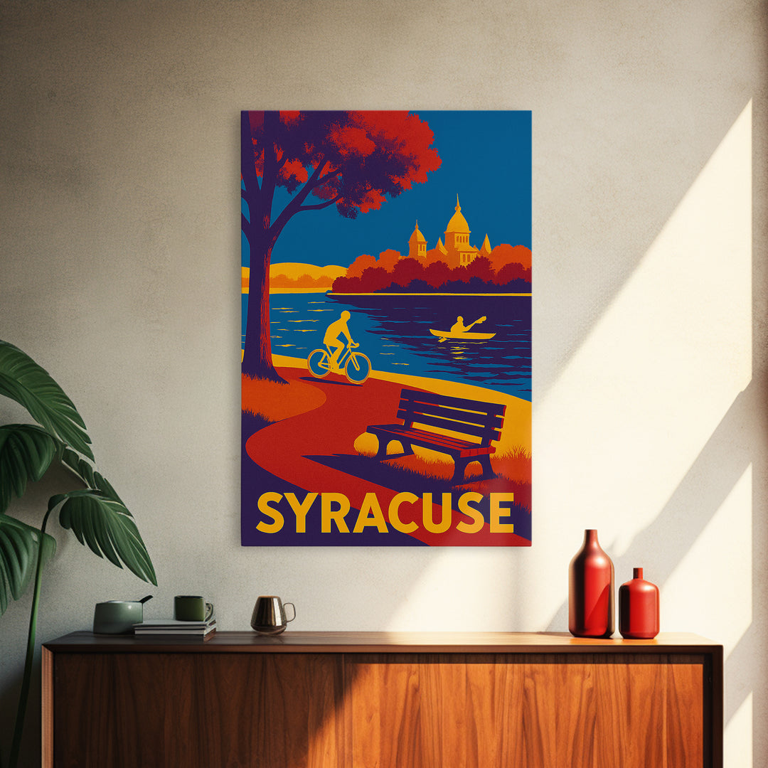 Syracuse Travel Poster, Canvas Print, Vibrant Retro Travel Art, Syracuse Wall Art, Vintage City Poster, Travel Poster Art, Art Print