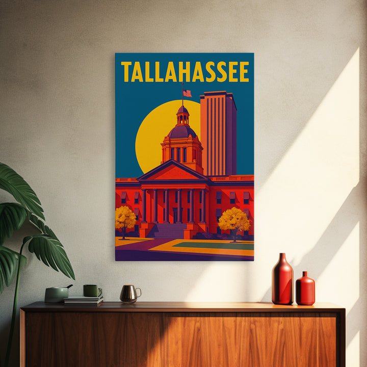 Tallahassee Florida Travel Poster, Canvas Print, High Contrast City Poster, Tallahassee Wall Art, Gift For Travelers, Art Print, Wall Art