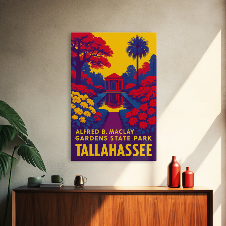 Tallahassee Travel Poster, Framed Canvas Print, Colorful Graphic Wall Art, Tallahassee Travel Art, Travel Poster Art, Mid Century Wall Art