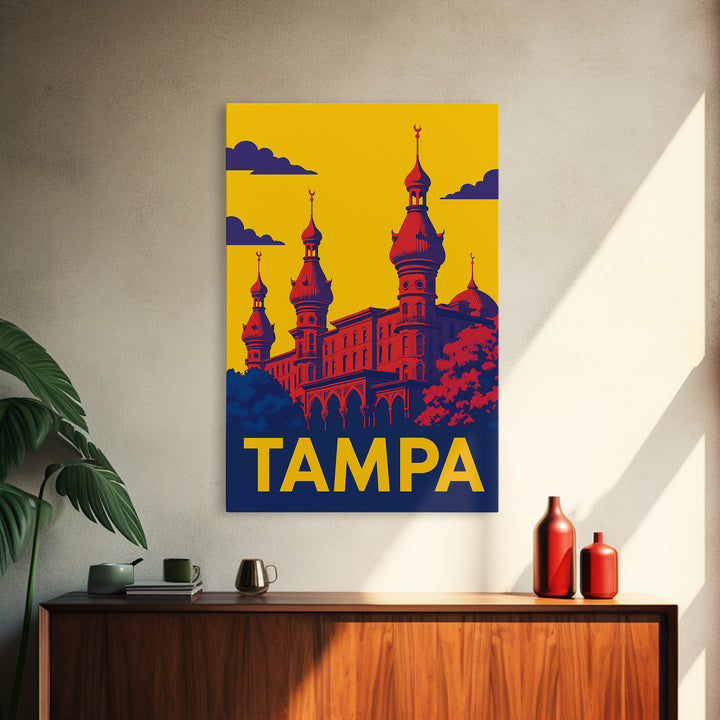 Tampa Travel Poster, Canvas Print, Colorful Graphic Wall Art, Tampa Art Print, Wanderlust Decor, City Travel Prints, Living Room Wall Art