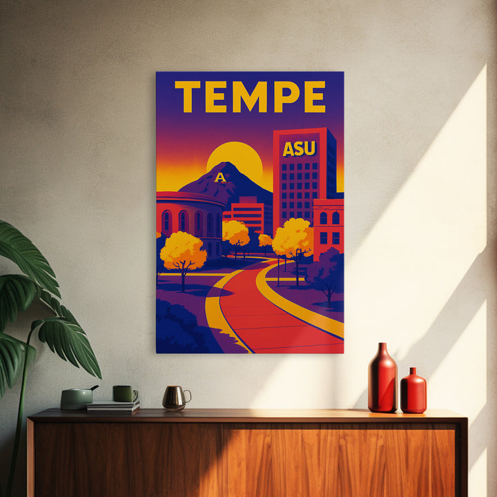 Tempe Travel Poster, Canvas Print, High Contrast City Poster, Tempe City Art, City Travel Prints, Modern Wall Decor, Home Office Decor