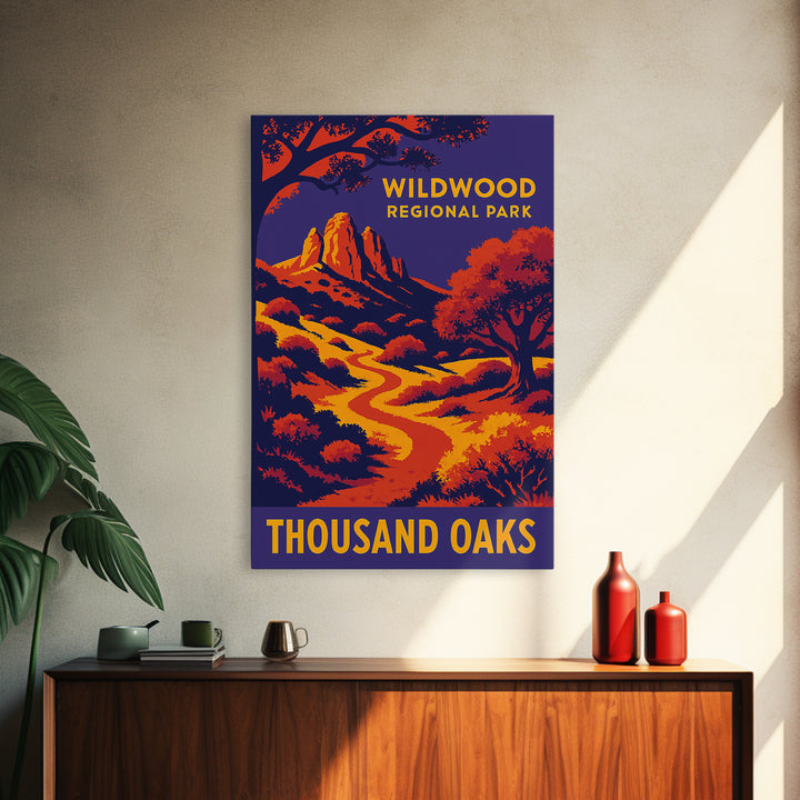 Thousand Oaks California Travel Poster, Canvas Print, Vibrant Retro Travel Art, Thousand Oaks Art Print, Travel Poster Set, Wall Art