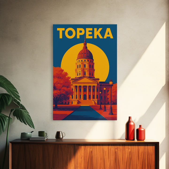 Topeka Kansas Travel Poster, Canvas Print, Colorful Graphic Wall Art, Topeka Wall Art, Home Office Decor, Travel Poster Set, Travel Gift