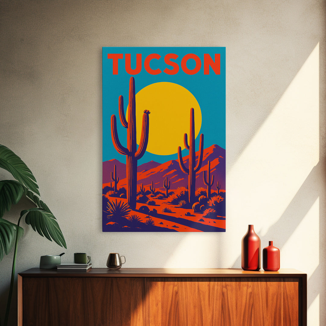 Tucson Arizona Travel Poster, Canvas Print, High Contrast City Poster, Tucson Poster Print, Wall Decor, City Illustration, Travel Prints