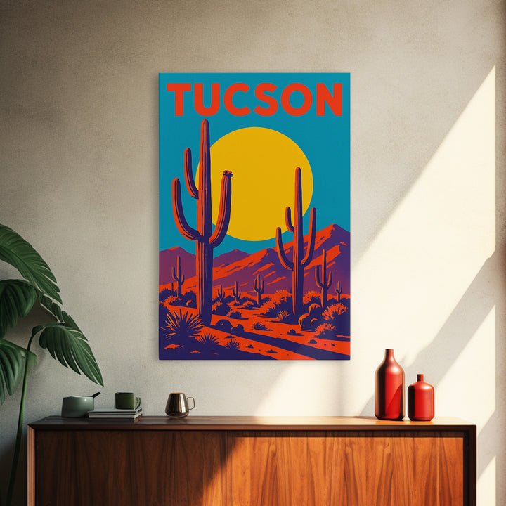 Tucson Arizona Travel Poster, Canvas Print, High Contrast City Poster, Tucson Poster Print, Wall Decor, City Illustration, Travel Prints
