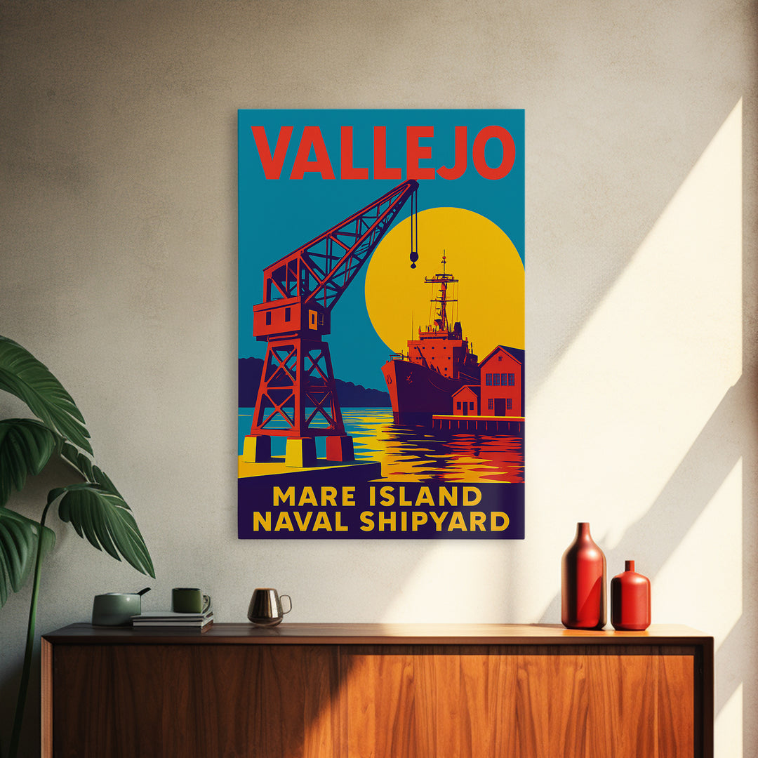 Vallejo California Travel Poster, Canvas Print, Vibrant Retro Travel Art, Vallejo Art Print, Fine Art Print, Wanderlust Decor, Poster Print