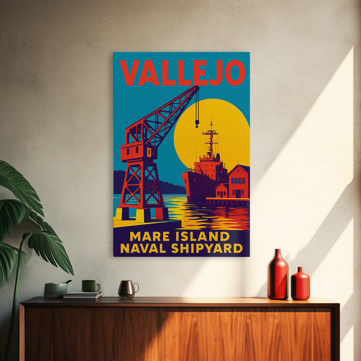 Vallejo California Travel Poster, Canvas Print, Vibrant Retro Travel Art, Vallejo Art Print, Fine Art Print, Wanderlust Decor, Poster Print