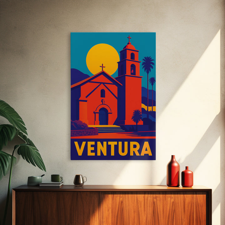 Ventura Travel Poster, Canvas Print, Bold Pop Art Poster, Ventura Wall Art, Gift For Travelers, Vintage City Poster, Vintage City Art