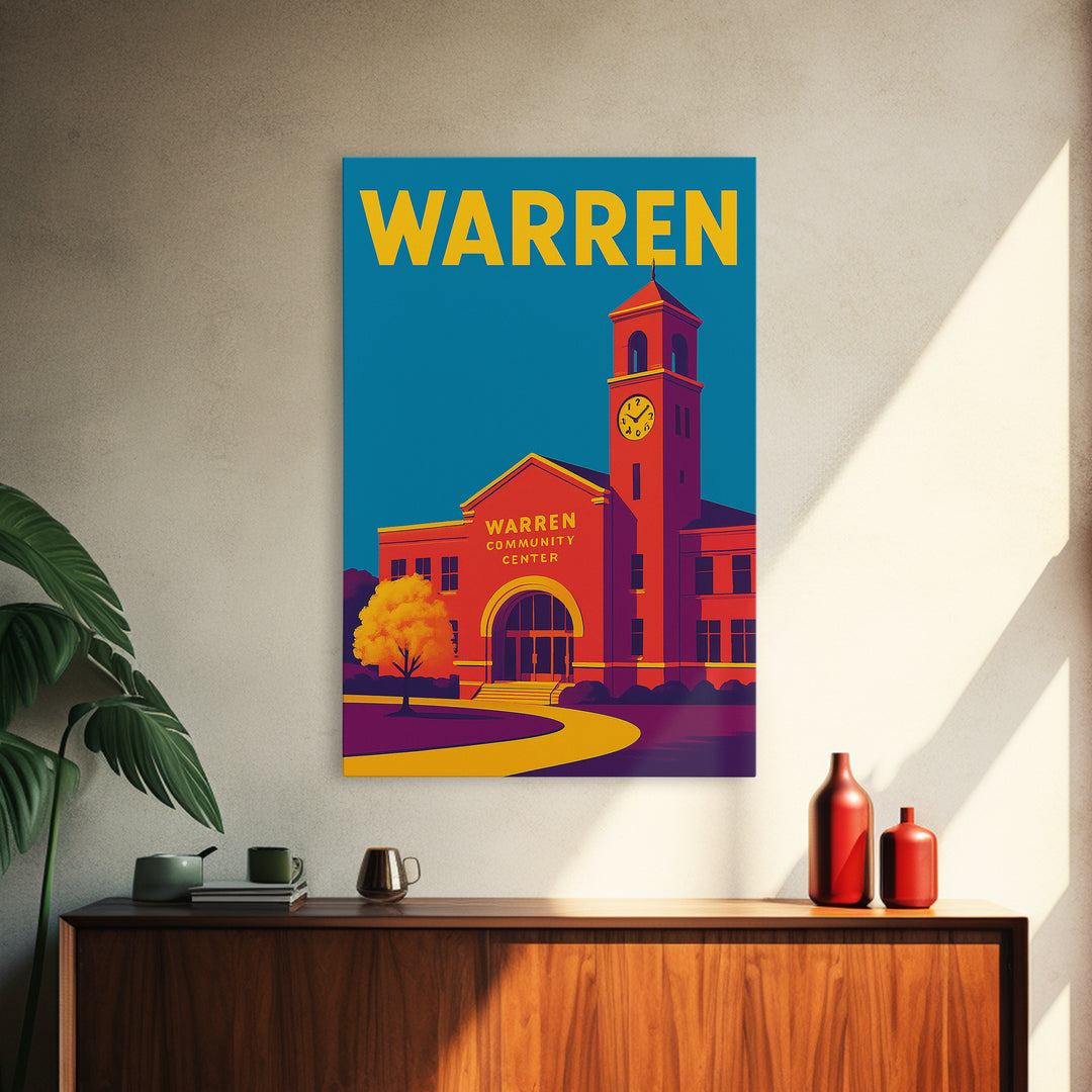 Warren Michigan Travel Poster, Canvas Print, High Contrast City Poster, Warren City Art, City Art Print, Wall Art, City Travel Prints