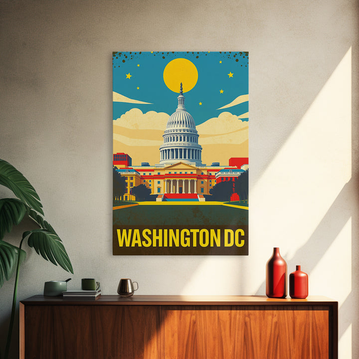 Washignton Travel Poster, Framed Canvas Print, Colorful Graphic Wall Art, Washignton Wall Art, Travel Wall Decor, City Travel Prints