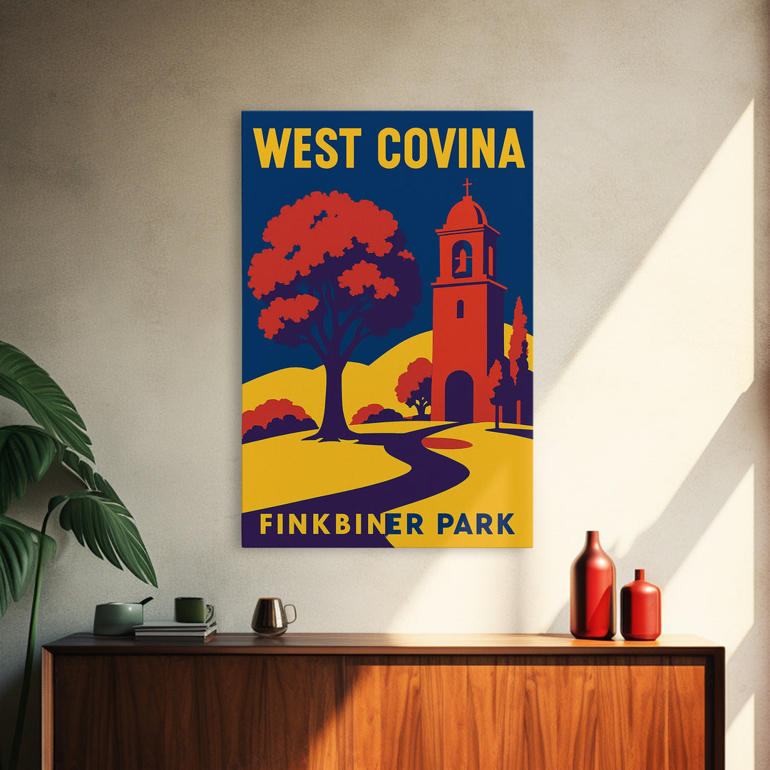 West Covina Travel Poster, Framed Canvas Print, High Contrast City Poster, West Covina Wall Art, Retro Travel Print, Travel Poster Set