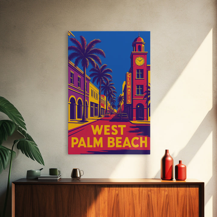West Palm Beach Travel Poster, Framed Canvas Print, Colorful Graphic Wall Art, West Palm Beach Wall Art, Gift For Travelers, Travel Print