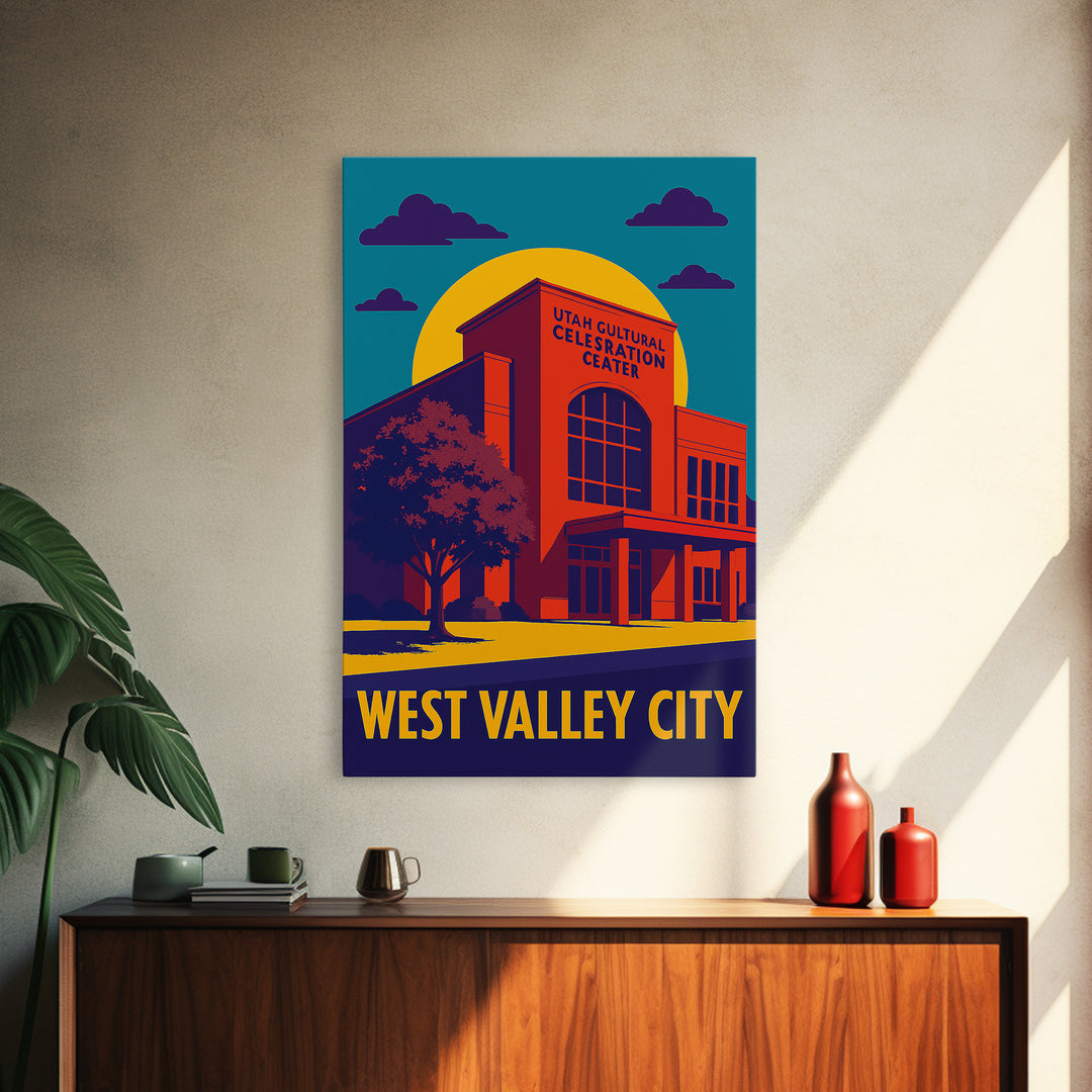 West Valley City Utah Travel Poster, Canvas Print, Colorful Graphic Wall Art, West Valley City Art Print, Travel Wall Art, Travel Art