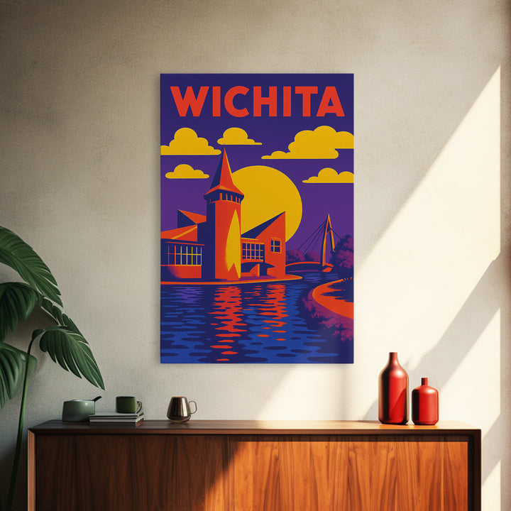 Wichita Travel Poster, Canvas Print, High Contrast City Poster, Wichita City Art, Vintage Travel Art, Travel Wall Art, Fine Art Print