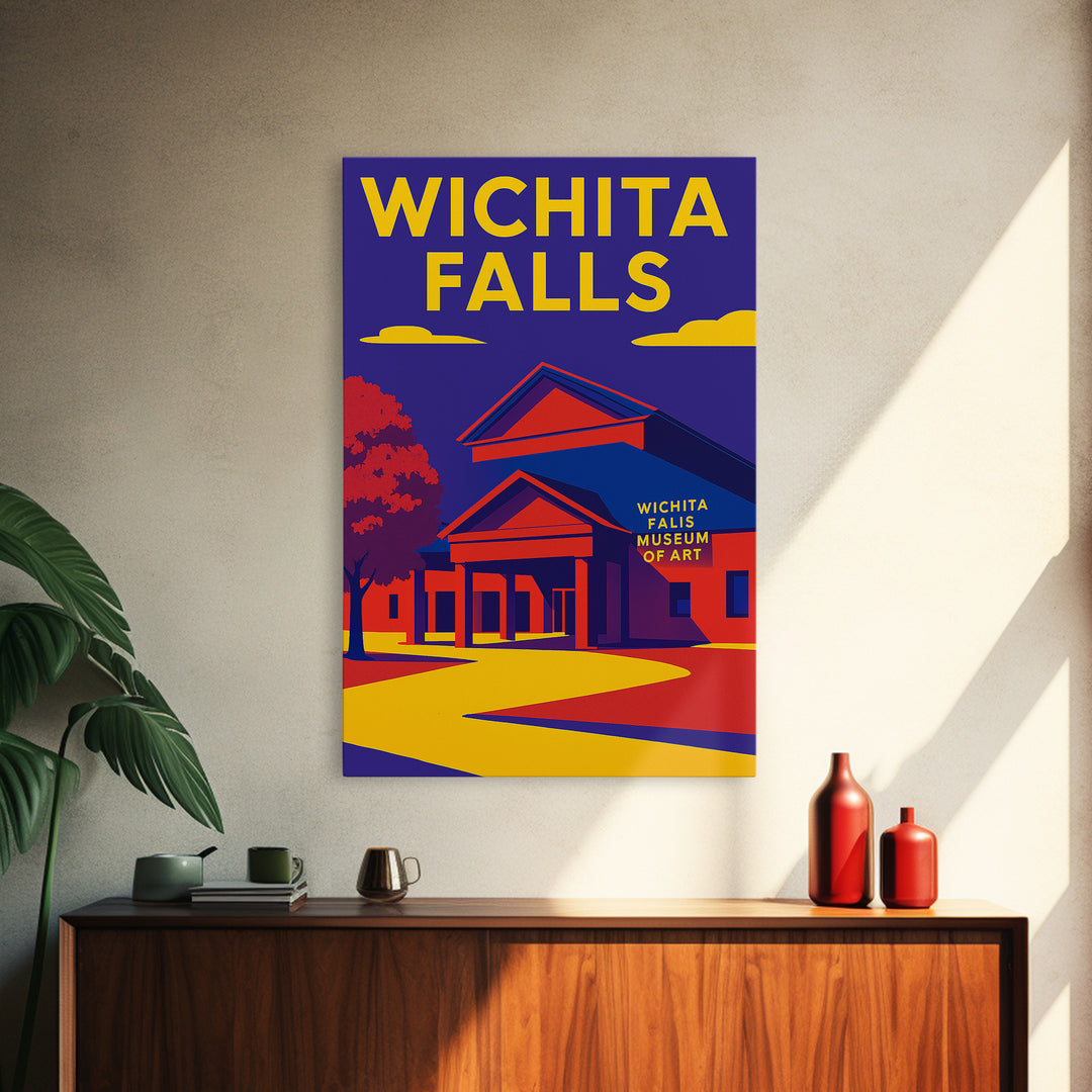 Wichita Falls Texas Travel Poster, Canvas Print, Vibrant Retro Travel Art, Wichita Falls Art Print, Vintage Travel Art, City Art Print