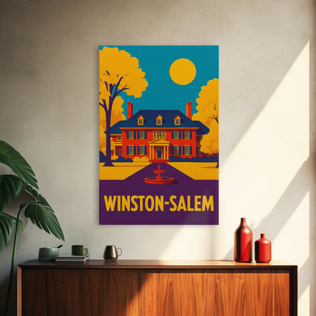 Winston Salem Travel Poster, Canvas Print, Colorful Graphic Wall Art, Winston Salem Travel Art, Travel Poster Set, Modern Wall Decor