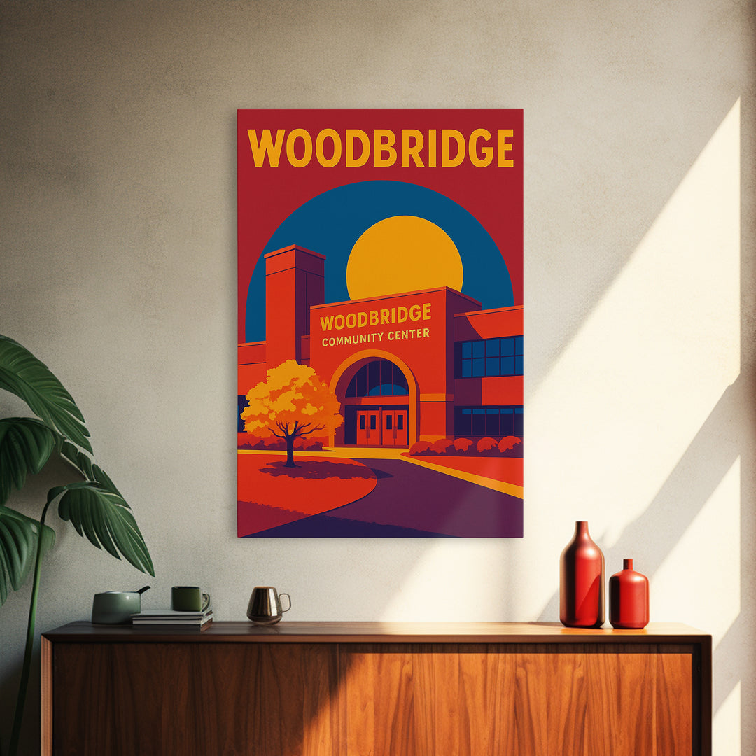 Woodbridge Virginia Travel Poster, Canvas Print, High Contrast City Poster, Woodbridge Art Print, City Illustration, Mid Century Wall Art