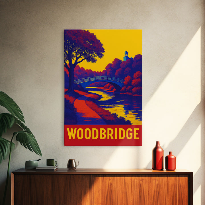 Woodbridge Travel Poster, Canvas Print, Bold Pop Art Poster, Woodbridge Poster Print, Vintage City Poster, Vintage City Art, Poster Art