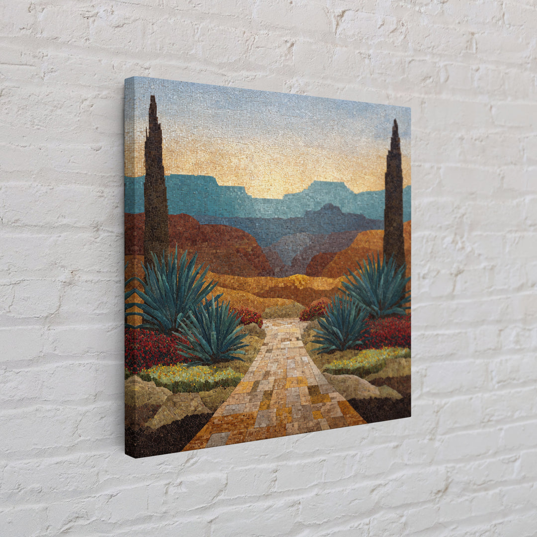Desert Patio Agave and Bougainvillea Canvas Print, Patio Art, Yard Decor, Patio Decor, Fine Art, Outdoor, Luxury Decor, PAT-1x1-17