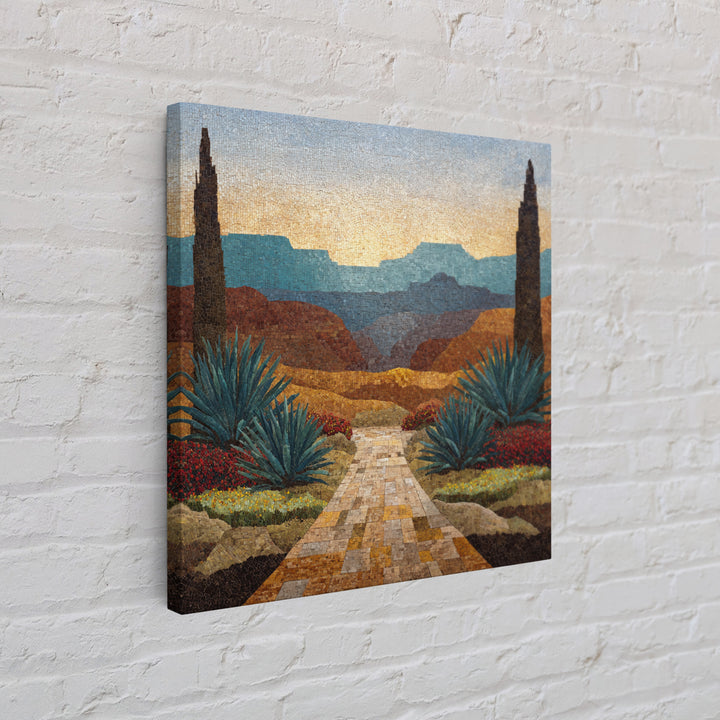 Desert Patio Agave and Bougainvillea Canvas Print, Patio Art, Yard Decor, Patio Decor, Fine Art, Outdoor, Luxury Decor, PAT-1x1-17