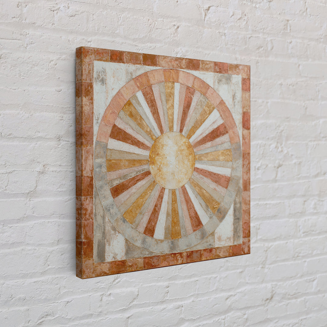 Sun Motif with Warm Terracotta Rays Canvas Print, Patio Art, Bar Art, Patio Decor, Outdoor, Outdoor Art, Gallery Decor, PAT-1x1-18