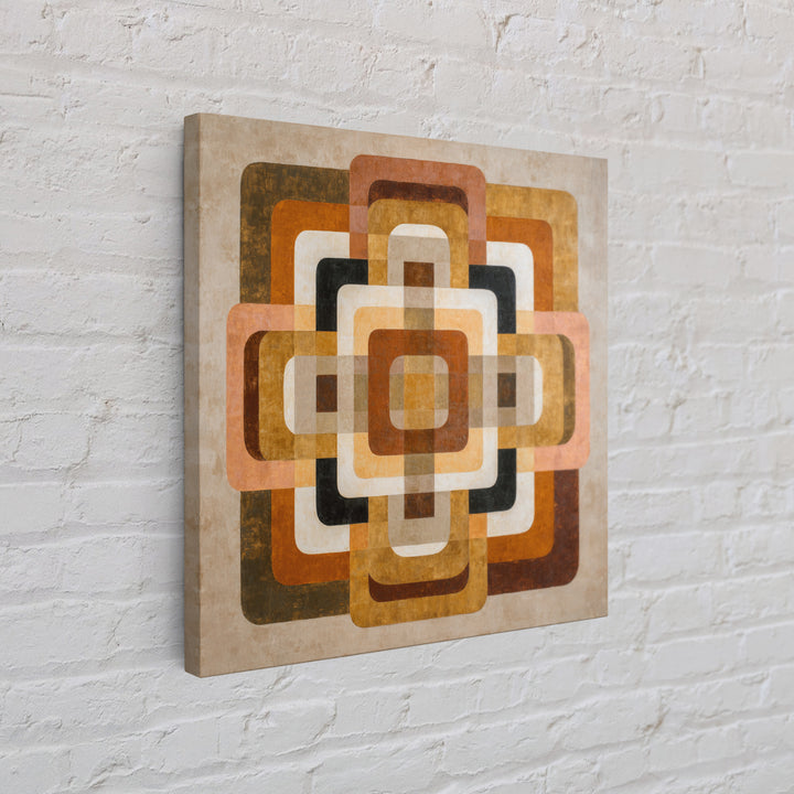 Warm Geometric Tile Pattern Framed Canvas Print, Patio Art, Lake House Decor, Patio Decor, Abstract Art, Outdoor, Boho Decor, PAT-1x1-24