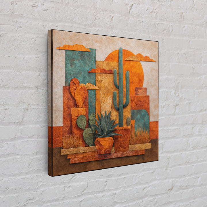 Cactus and Agave Framed Canvas Print, Patio Art, Garden Decor, Patio Decor, Oil Painting, Outdoor, Beach Art, Beach House Decor, PAT-1x1-28