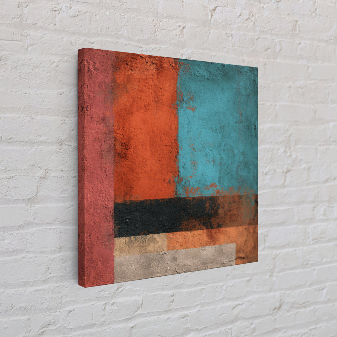 Bright Coral and Turquoise Abstract for Outdoors Canvas Print, Patio Art, Outdoor Wall Art, Patio Decor, Abstract Art, Outdoor, PAT-1x1-36
