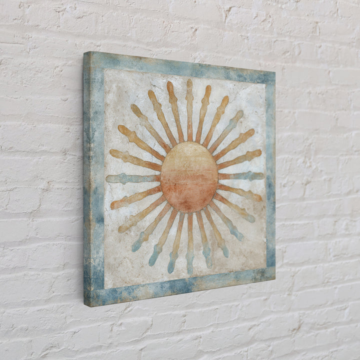 Sun Motif with Warm Terracotta Rays Framed Canvas Print, Patio Art, Floral Art, Patio Decor, Abstract Art, Outdoor, PAT-1x1-42